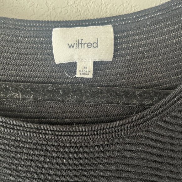 Aritzia Wilfred Black Sweater Womens Sz M Ribbed Knit 3/4 Sleeve Longer Length - Picture 6 of 9